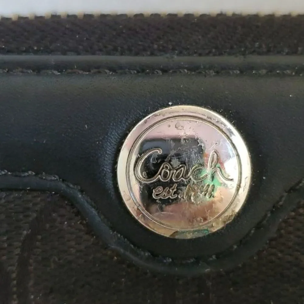COACH Wallet Hampton Signature C Black Jacquard Leather Trim WOMEN'S WOMAN'S